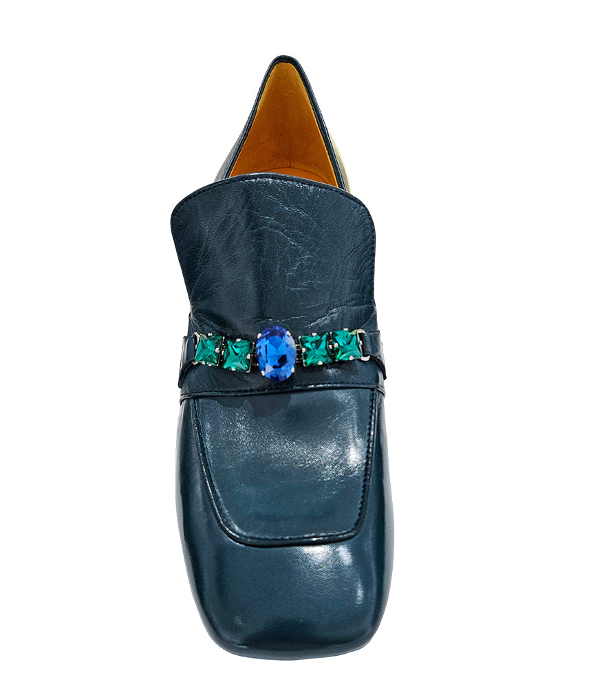 Navy heeled loafers hotsell