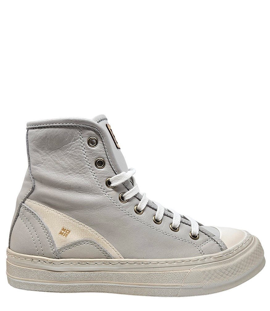 Moma Grey/White Lace up Hi Top Sneaker