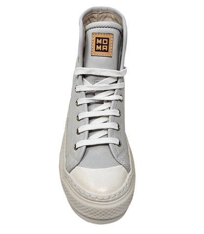 Moma Grey/White Lace up Hi Top Sneaker