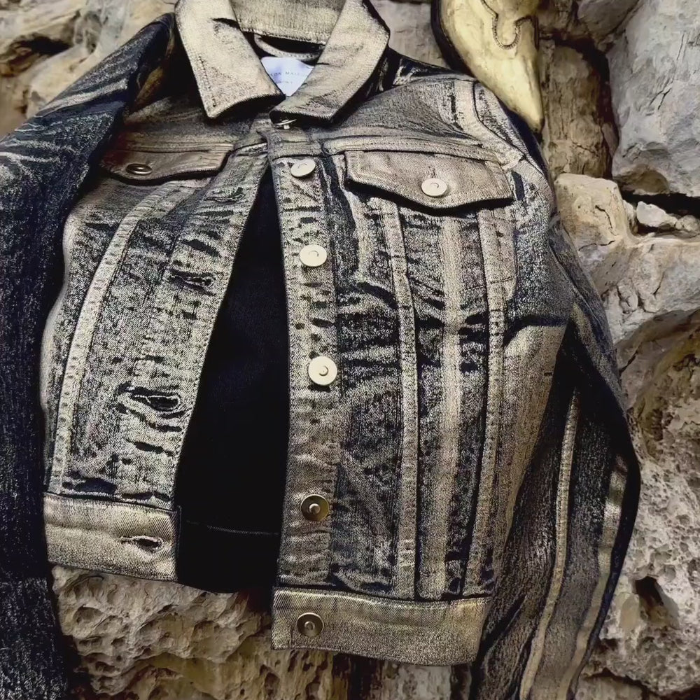 Chaqueta vaquera metálica dorada/negra