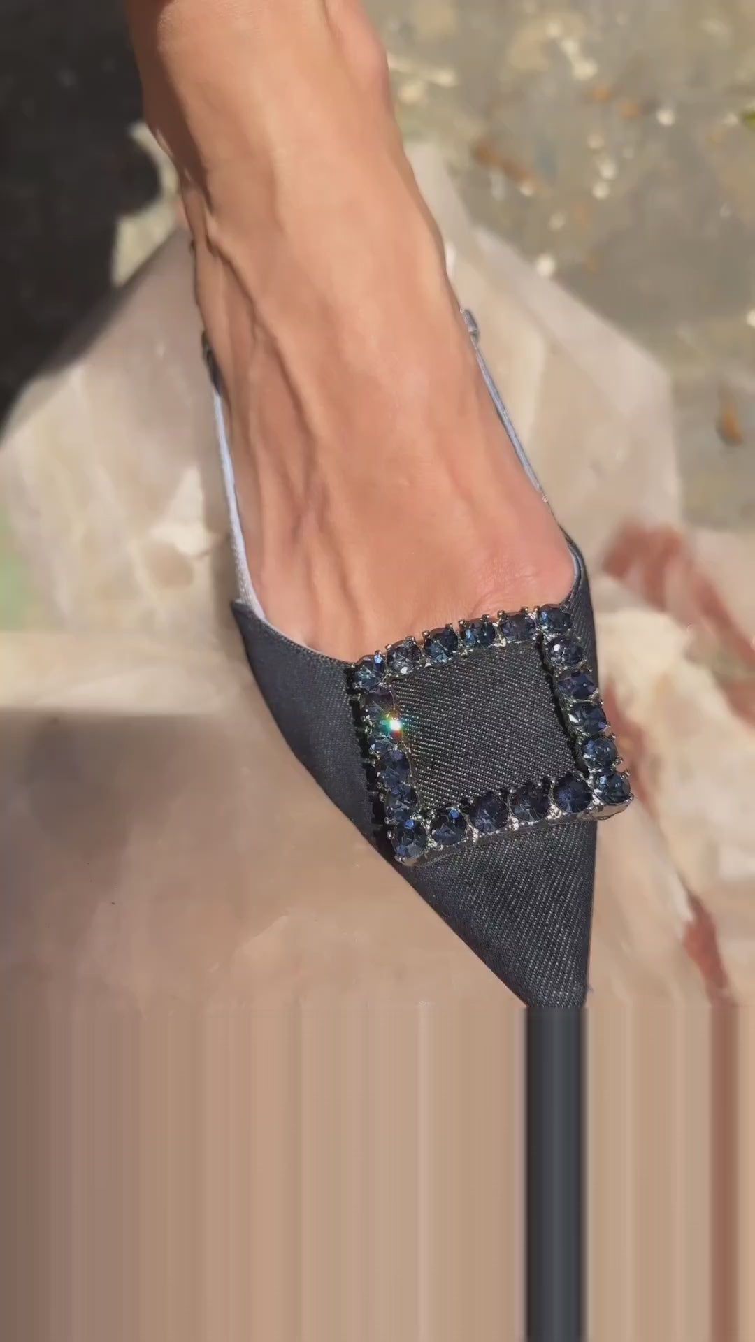 Denim/Plata Sling Back Plano