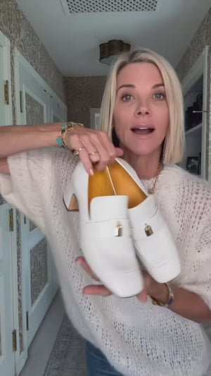women showing her new lock loafers and what she pairs them with 