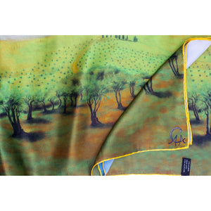 Tuscana Olive Grove Italian Silk Satin Scarf