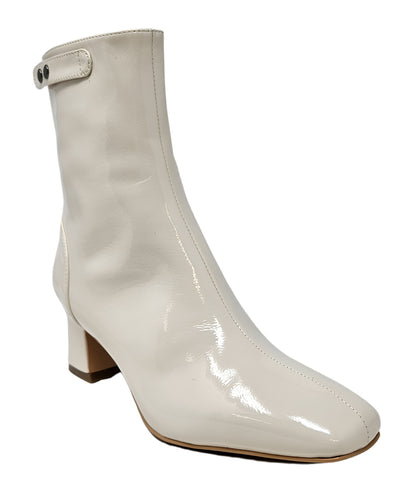 Gini & Albert Off White Patent Leather Zip Up Boot