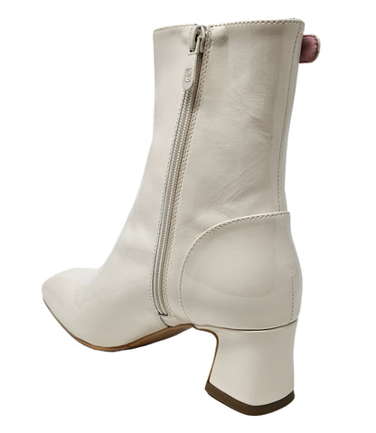 Gini & Albert Off White Patent Leather Zip Up Boot