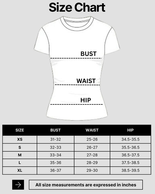 size chart for womens t shirts 