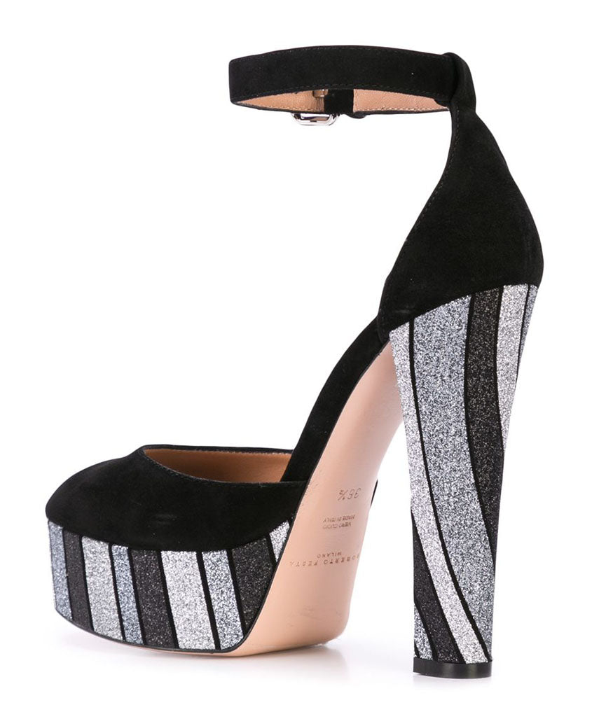 Madison Maison Festa Black Suede Venezia Platform Heel