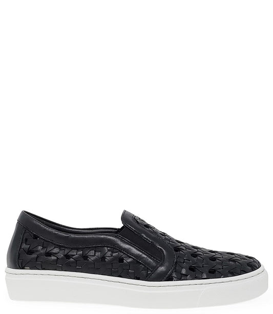 Madison Maison Black Leather Woven Sneaker