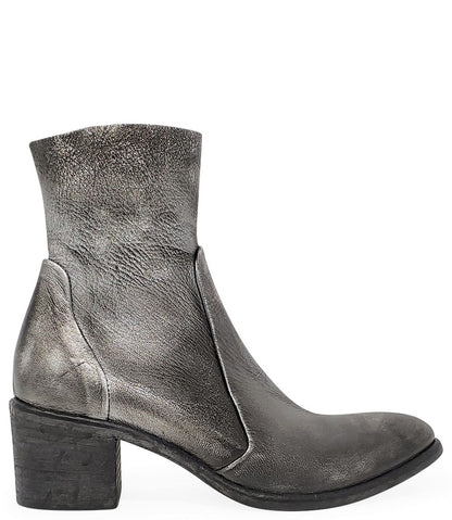 SILVER LEATHER ANKLE BOOT