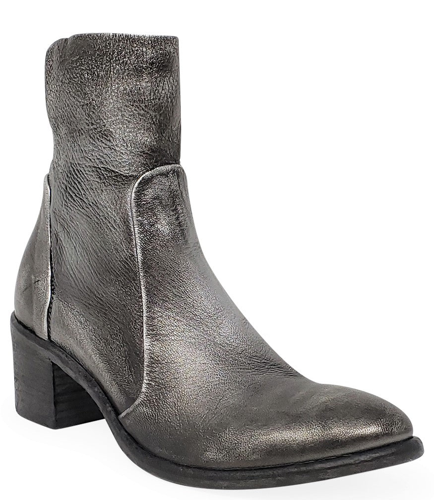 SILVER LEATHER ANKLE BOOT