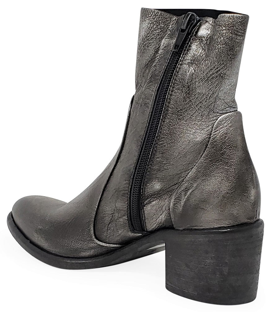 SILVER LEATHER ANKLE BOOT