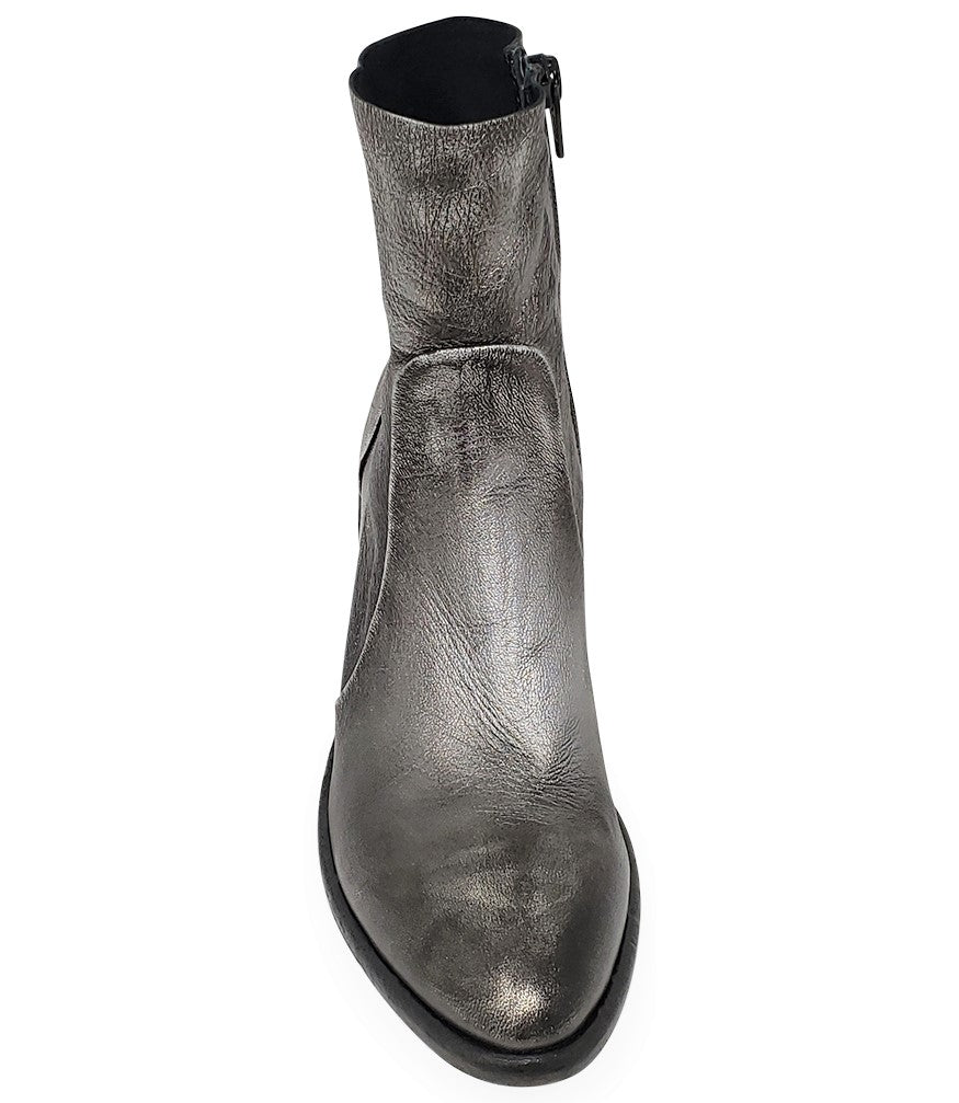 SILVER LEATHER ANKLE BOOT