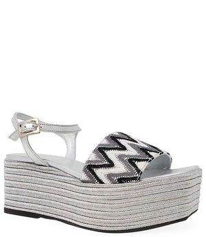 Madison Maison™ Woven Leather Wedge Silver Black White