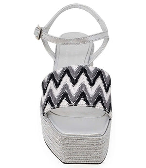 MADISON MAISON WOVEN LEATHER WEDGE SILVER BLACK WHITE