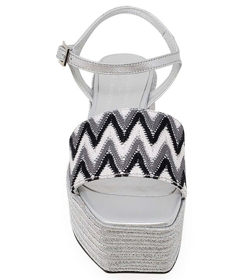 MADISON MAISON WOVEN LEATHER WEDGE SILVER BLACK WHITE