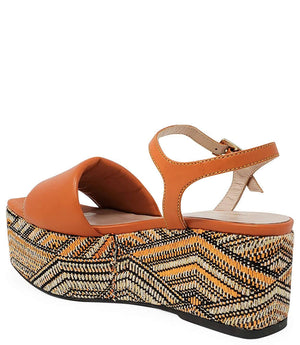 MADISON MAISON WOVEN LEATHER WEDGE ORANGE