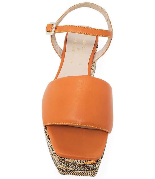 MADISON MAISON WOVEN LEATHER WEDGE ORANGE