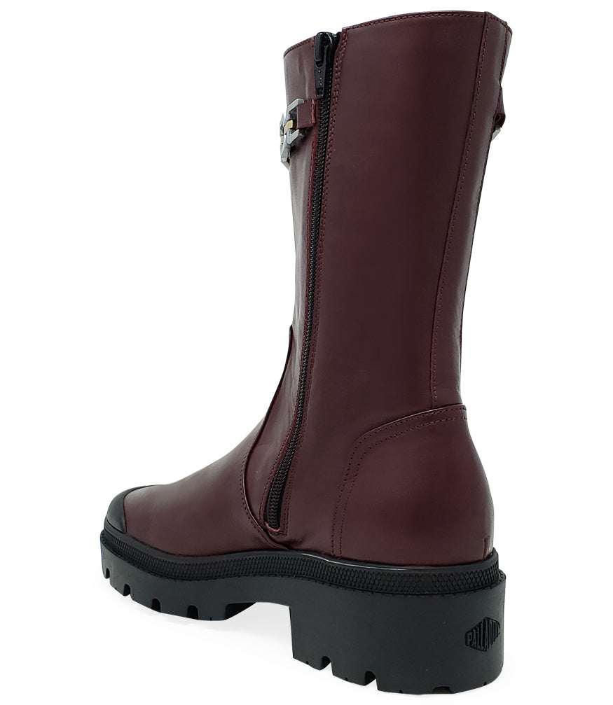 PALLADIUM BURGUNDY LEATHER CHAIN LINK BOOT