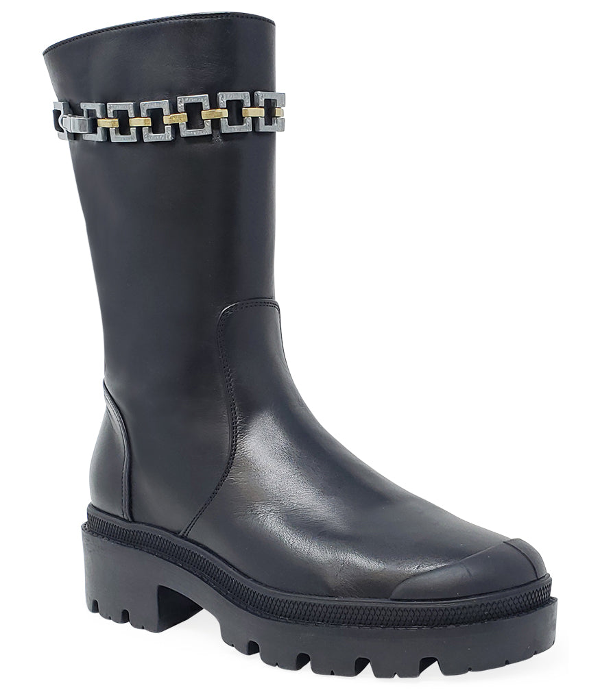 Madison Maison For Palladium Black Leather Chain Link Boot - MADISON MAISON