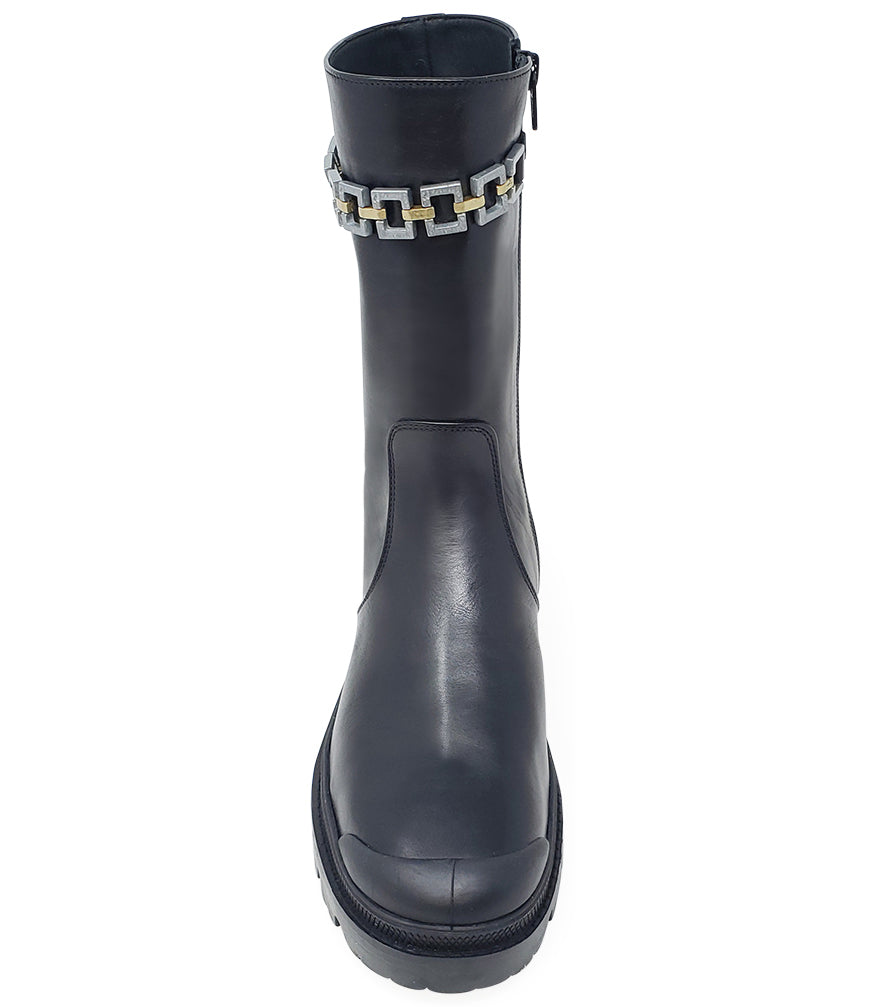 Madison Maison For Palladium Black Leather Chain Link Boot - MADISON MAISON