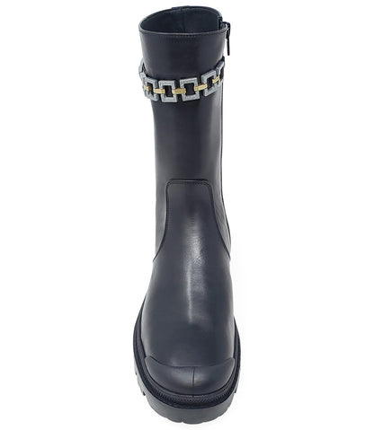 Madison Maison For Palladium Black Leather Chain Link Boot - MADISON MAISON