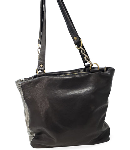 Laura B Milena Black Leather Shopper Bag