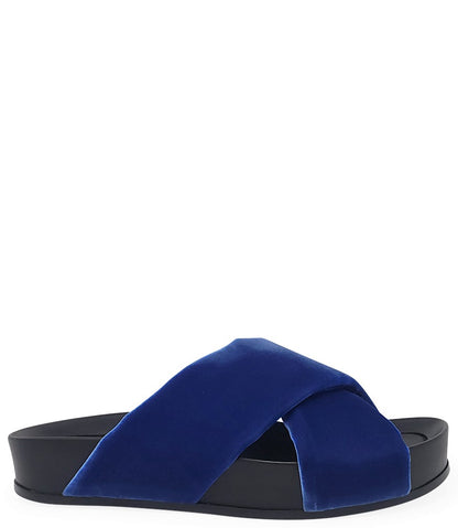 Madison Maison Royal Blue Criss Cross Velvet Sandal