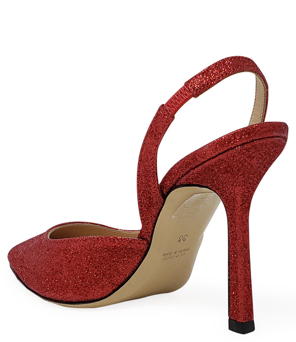MADISON MAISON RED GLITTER HI HEEL