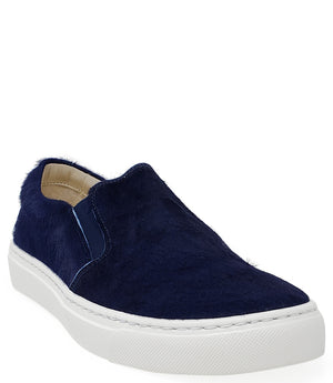 Zapatilla sin cordones de becerro de pelo corto azul marino