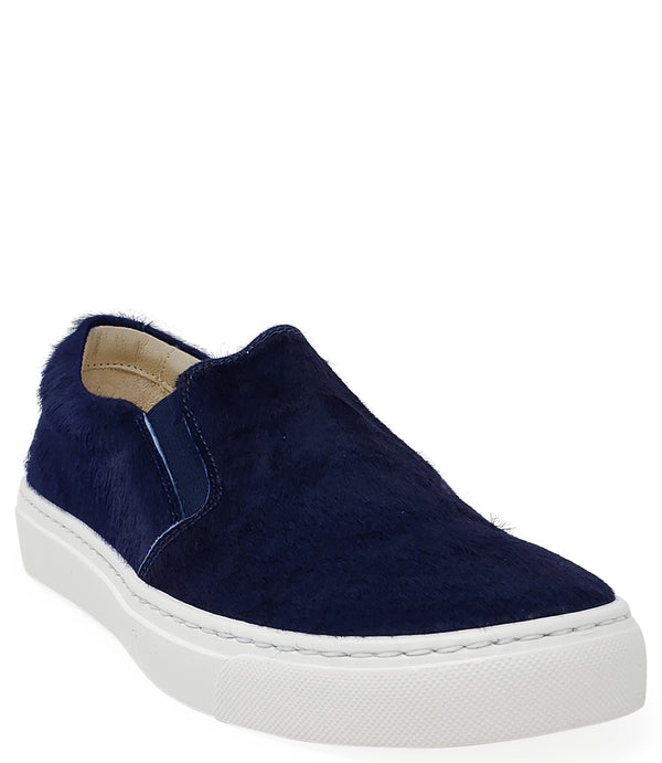 Zapatilla sin cordones de becerro de pelo corto azul marino