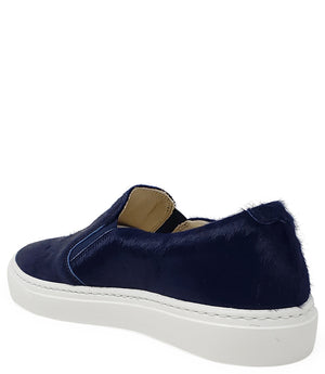 Zapatilla sin cordones de becerro de pelo corto azul marino