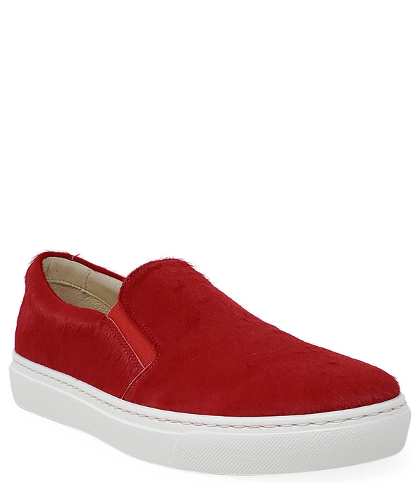 Zapatilla deportiva sin cordones de pelo corto roja