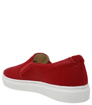 Zapatilla deportiva sin cordones de pelo corto roja