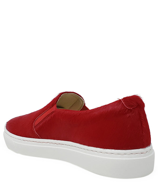 Zapatilla deportiva sin cordones de pelo corto roja