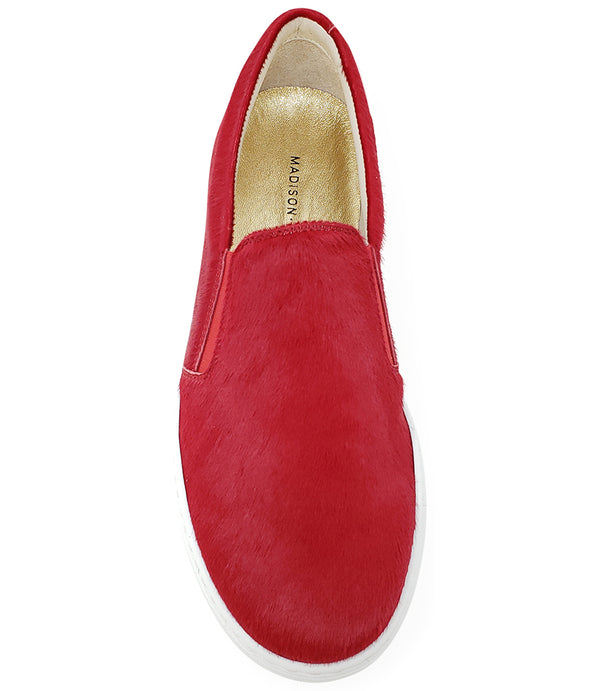 Zapatilla deportiva sin cordones de pelo corto roja