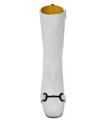 Madison Maison White Leather Back Stripe Boot