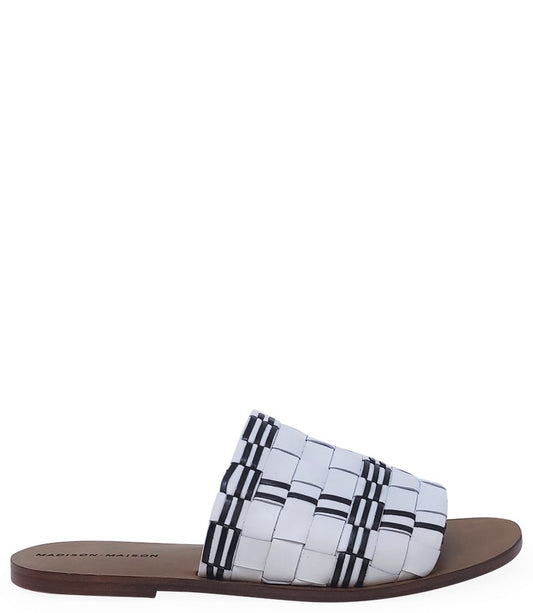Madison Maison White Black Open Toe Sandal