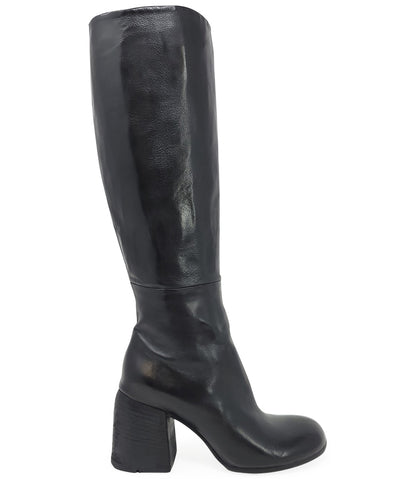 Madison Maison Black Leather Round Toe Knee High Boot