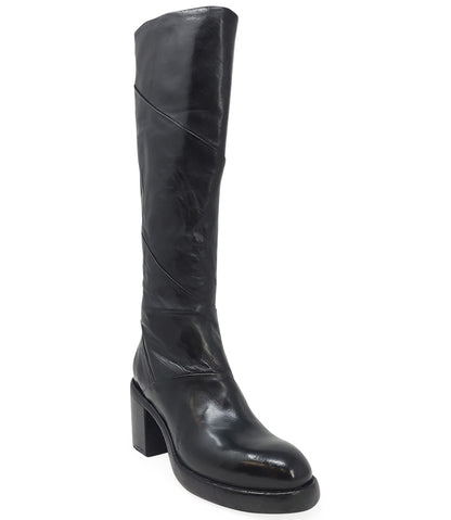 Madison Maison Black Leather Platform Knee High Boot
