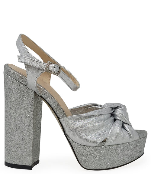 MADISON MAISON MARILU SILVER GLITTER PLATFORM HEEL - MADISON