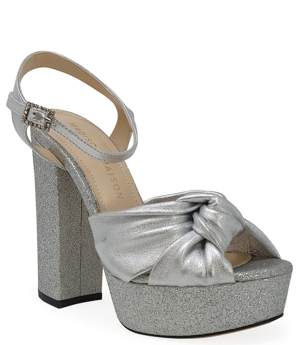 MADISON MAISON MARILU SILVER GLITTER PLATFORM HEEL - MADISON