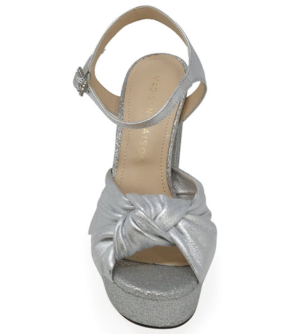 MADISON MAISON MARILU SILVER GLITTER PLATFORM HEEL - MADISON
