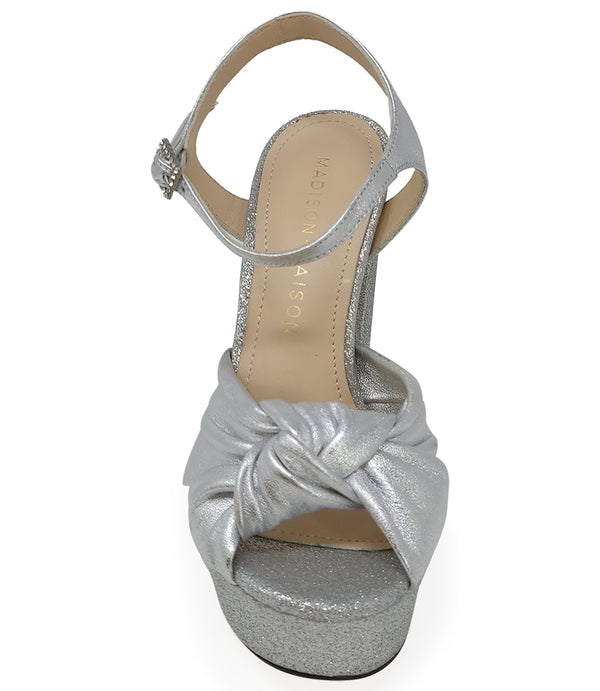 MADISON MAISON MARILU SILVER GLITTER PLATFORM HEEL - MADISON