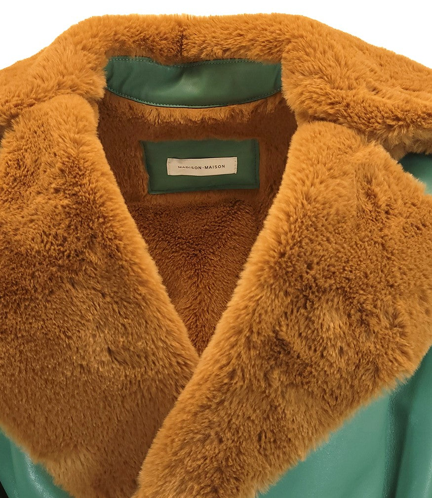 Madison Maison Green Faux Fur Reversible Short Coat - MADISON MAISON