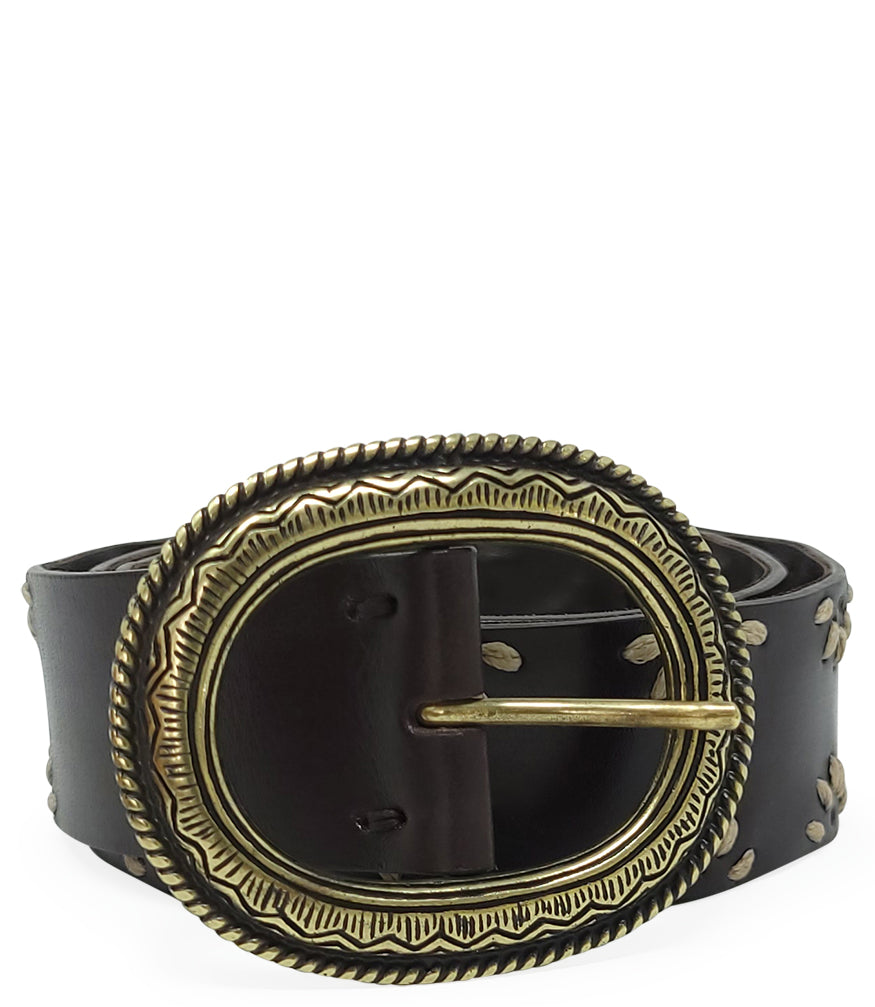 MADISON MAISON  BROWN LEATHER BELT - MADISON MAISON