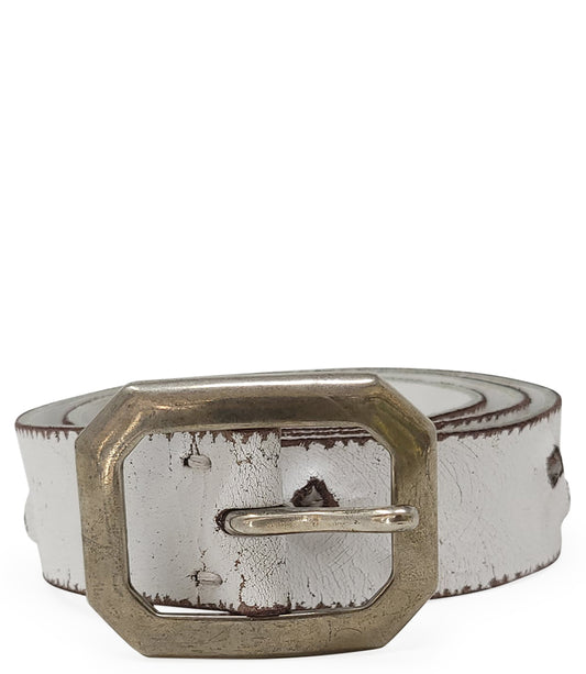 Madison Maison White Cracked Leather Belt - MADISON MAISON