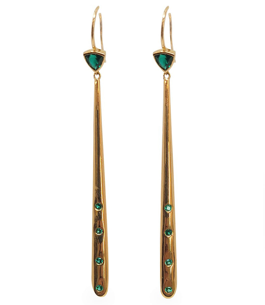 M Ellin Mes-100 P Emerald Triangle Matchstick Earrings - MADISON MAISON