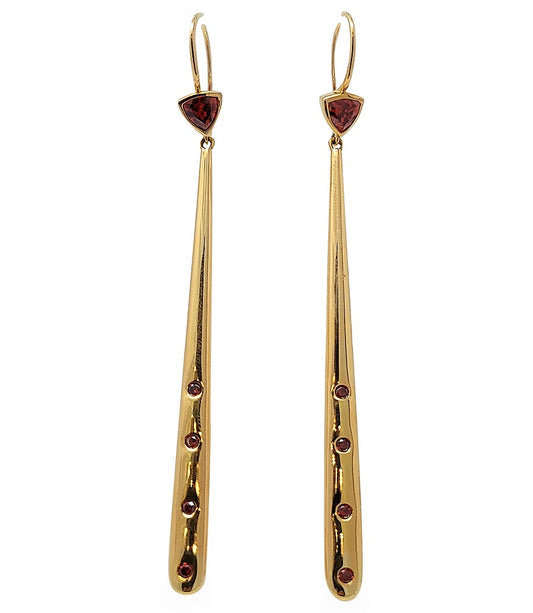 M Ellin Mes-100 P Ruby Triangle Matchstick Earrings - MADISON MAISON