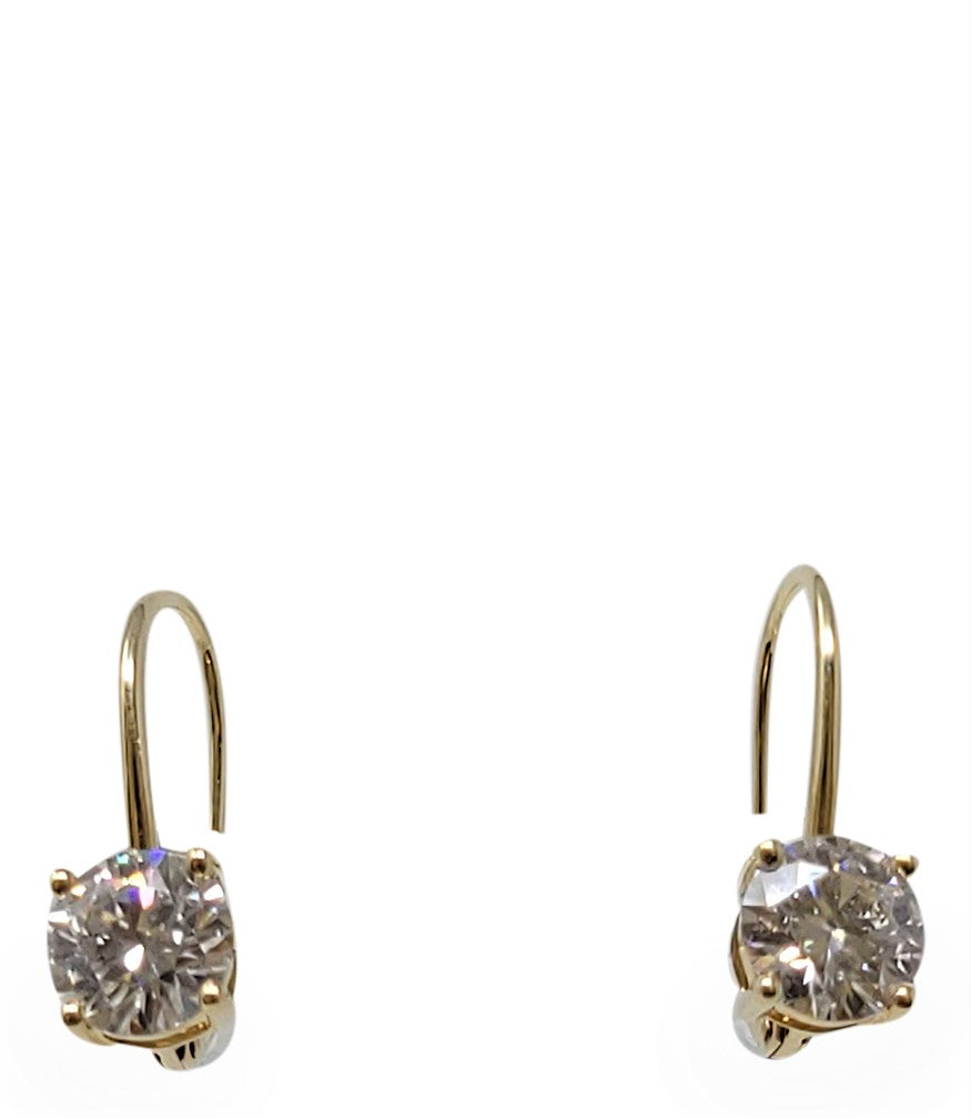 M Ellin Med-301 14K Yellow Diamonel 5Mm Single Stone Drop Earrings - MADISON MAISON