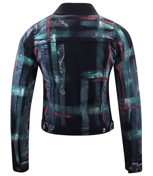 Madison Maison Black/Green Cotton Barbara Slim Jean Jacket - MADISON MAISON